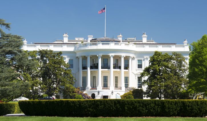 White House on deep blue sky background