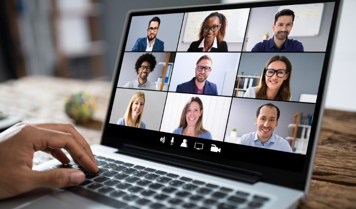 5 HR Trends to Monitor in 2022 1 Man Working From Home Having Online Group Videoconference On Laptop